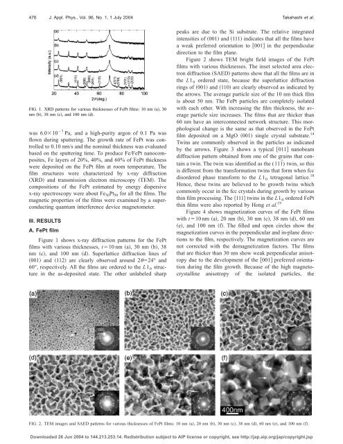 Microstructure and magnetic properties of FePt and Fe/FePt ...