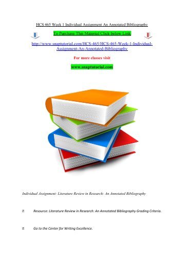 HCS 465 Week 1 Individual Assignment An Annotated Bibliography/snaptutorial