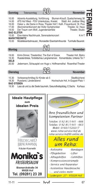 termine - Hof Programm