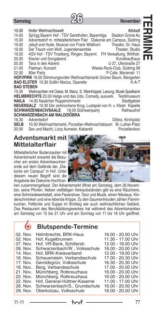 termine - Hof Programm