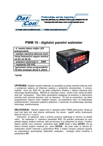 PWM 10 - digitalni panelni watmeter