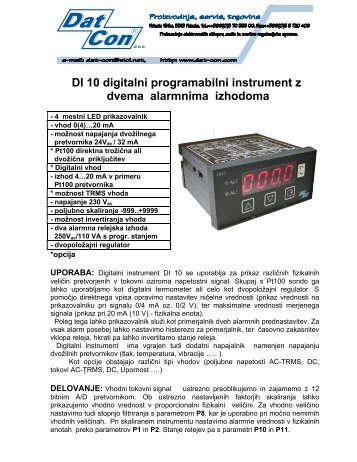 DI 10 digitalni programabilni instrument z dvema alarmnima izhodoma