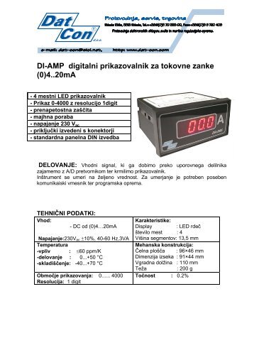 DI-AMP digitalni prikazovalnik za tokovne zanke (0)4..20mA