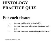 HISTOLOGY PRACTICE QUIZ For each tissue