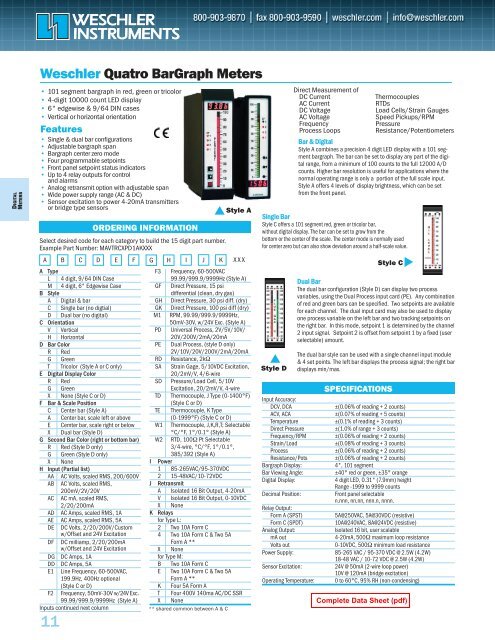 Weschler Quatro BarGraph Meters - Weschler Instruments