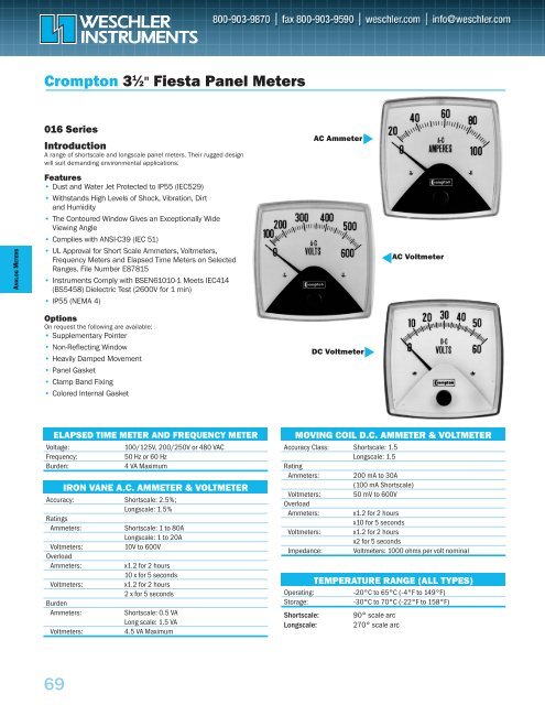 Weschler Analog Edgewise and Panel Meters - Weschler Instruments