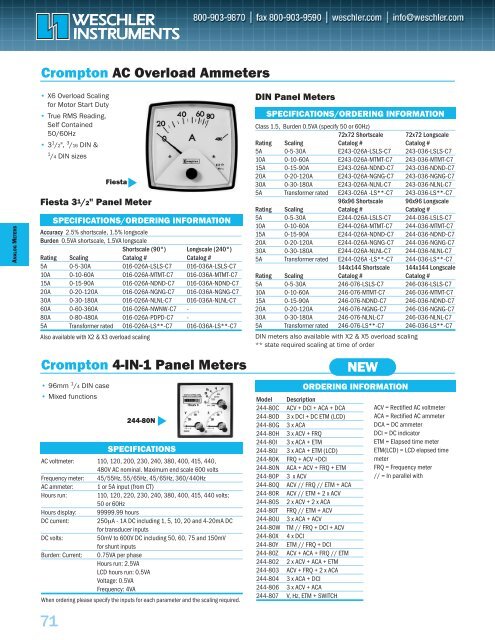 Weschler Analog Edgewise and Panel Meters - Weschler Instruments