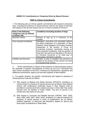 ANNEX 10: Commitments on Temporary Entry by Natural ... - WITS