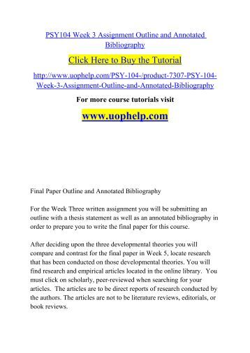 Psy 101 outline and annotated bibliography template