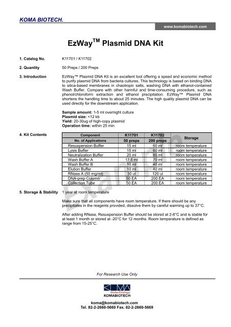 EzWay Plasmid DNA Kit