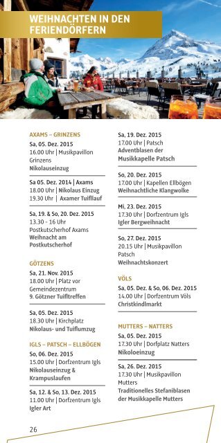 Bergweihnacht Innsbruck Programm 2015