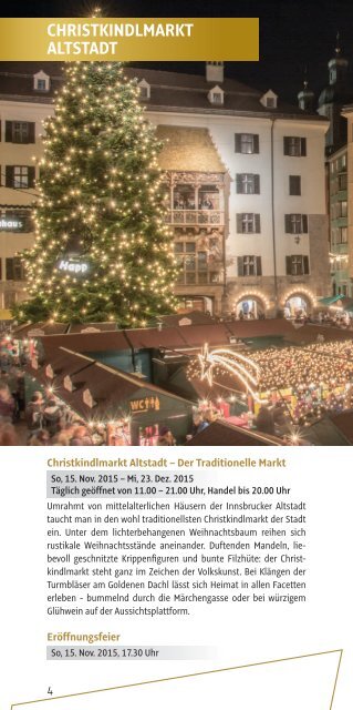 Bergweihnacht Innsbruck Programm 2015