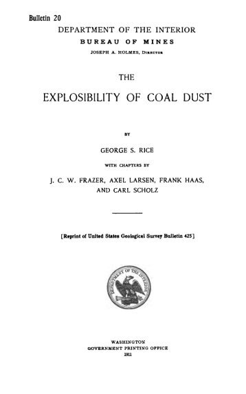 EXPLOSIBILITY OF COAL DUST