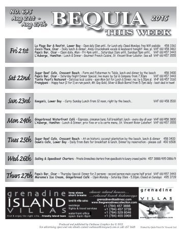 Bequia this Week 21 08 2015