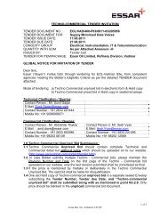 TECHNO-COMMERCIAL TENDER INVITATION TENDER ... - Essar