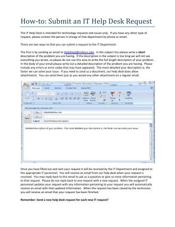 How-to Submit an IT Help Desk Request