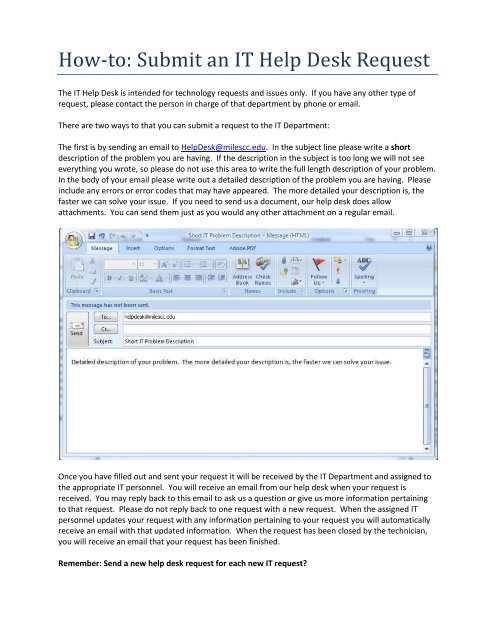 How To Submit An It Help Desk Request