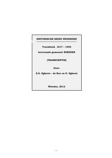 Transcriptie Trouwboek 1817-1935 - Stichting Historische Kring ...