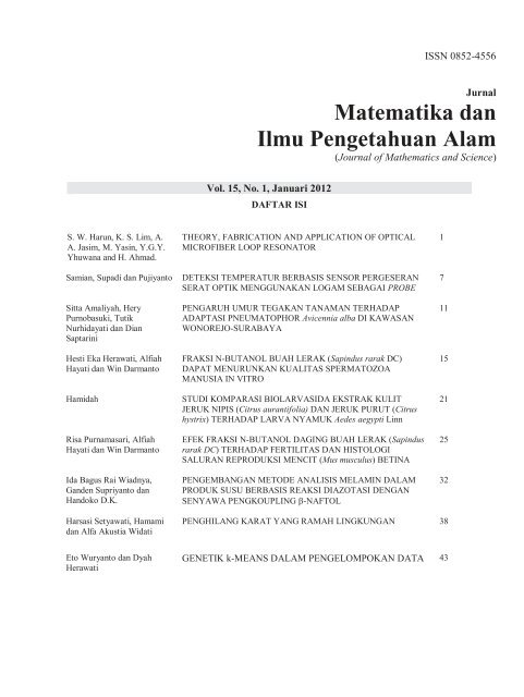 Matematika dan Ilmu Pengetahuan Alam - Journal - Unair