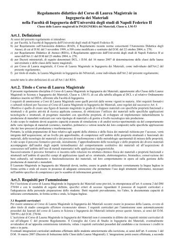 Art.5 Organizzazione didattica