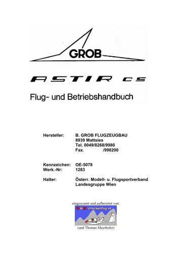 Handbuch Astir Cs - Hohenloher Luftsportgruppe