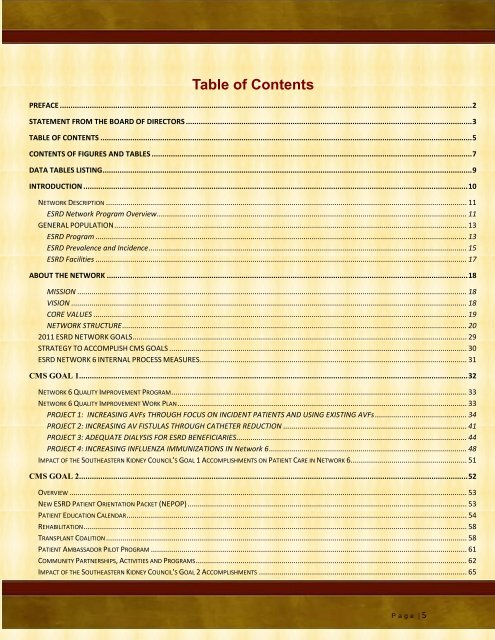 ESRD NETWORK 6 2011 ANNUAL REPORT