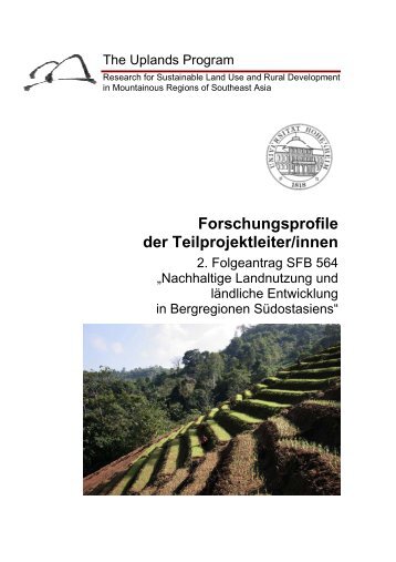 Forschungsprofile der Teilprojektleiter/innen - SFB 564 - Universität ...