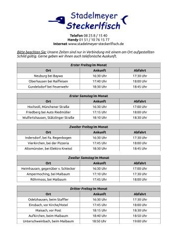 Tourplan downloaden - Stadelmeyer Steckerlfisch