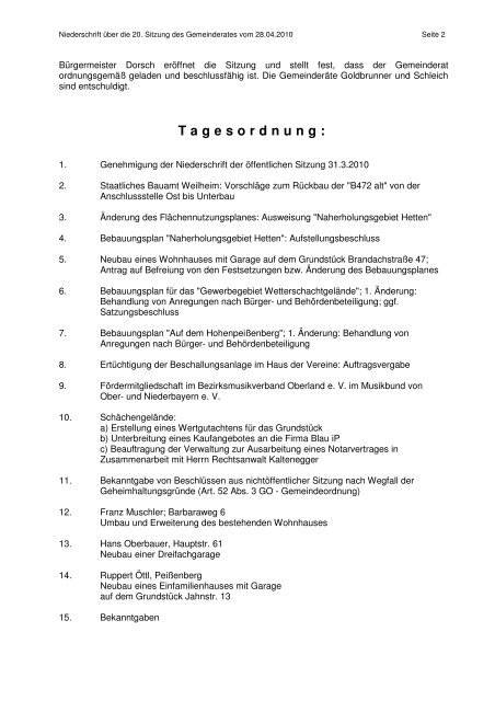 Niederschrift - Hohenpeißenberg