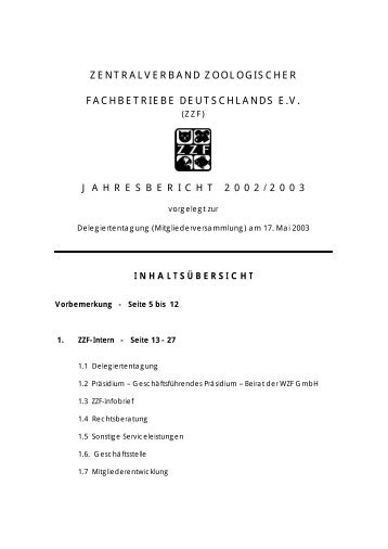 zentralverband zoologischer fachbetriebe deutschlands ev - ZZF