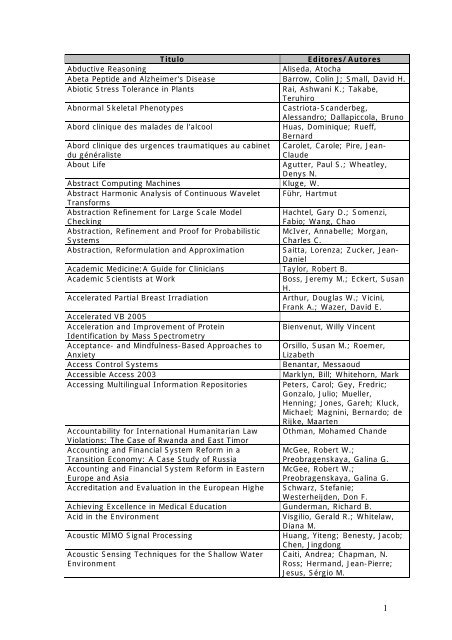 Titulo Editores/Autores Abductive Reasoning Aliseda, Atocha Abeta ...