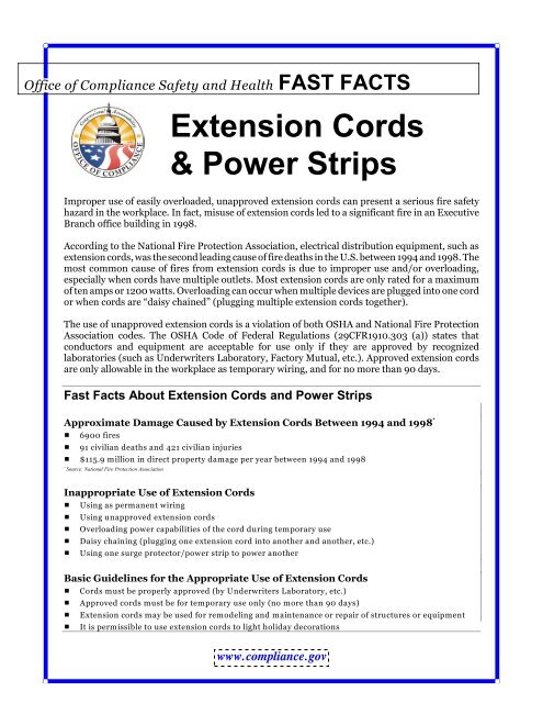 Five Simple Extension Cord Rules to Improve Work Site Safety --  Occupational Health & Safety