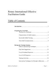 Rotary International Effective Facilitation Guide Table of Contents