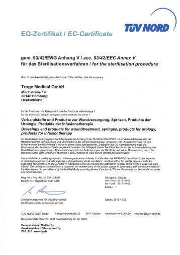 EG-Zertifikat l EC-Certificate - Troge Medical GmbH