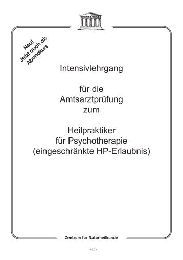 Intensivlehrgang für die Amtsarztprüfung zum Heilpraktiker für ...