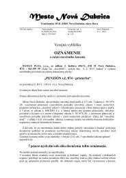 Oznámenie - Mesto Nová Dubnica