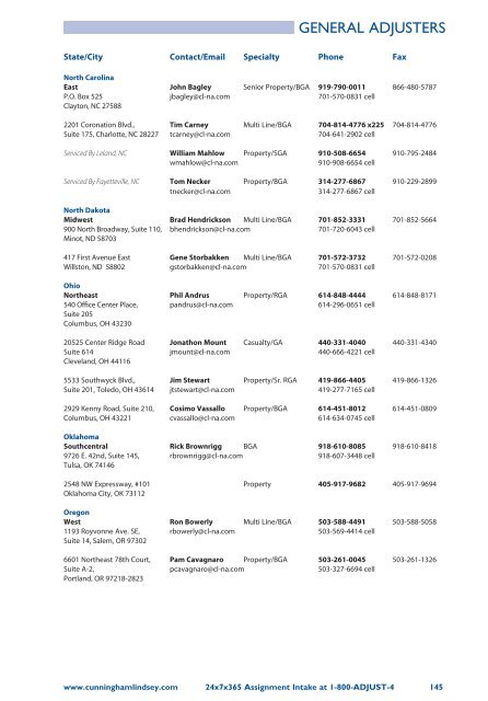 Cunningham Lindsey Office Directory