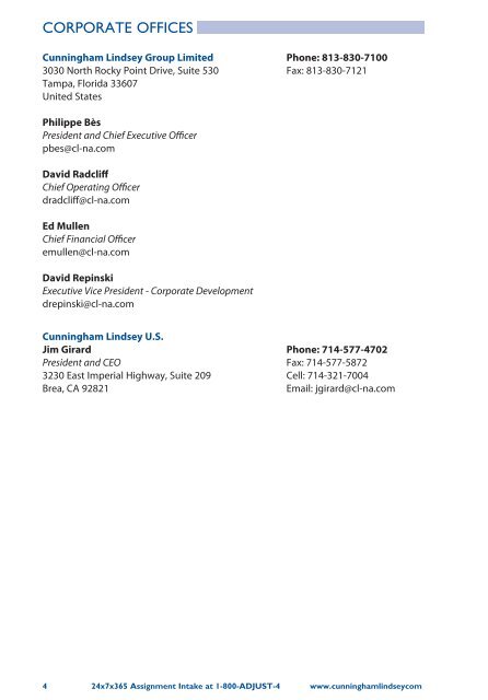 Cunningham Lindsey Office Directory