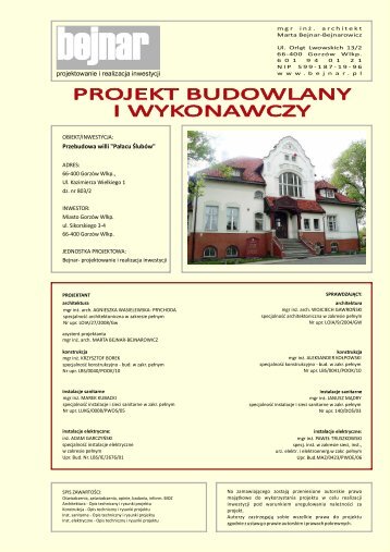 projektowanie i realizacja inwestycji Przebudowa willi "PaÅacu ...