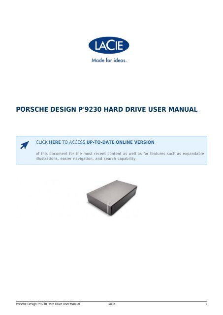 Porsche Design P 9230 Hard Drive User Manual