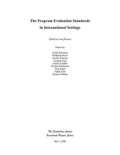 The Program Evaluation Standards in International Settings