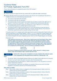 Guidance Notes for Probate Application Form PA1