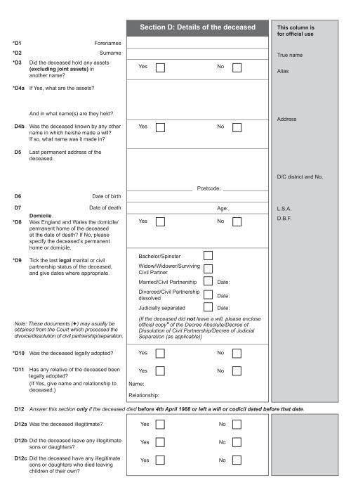 Sa2 Form Probate Application Form - PA1