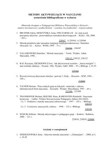 zestawienie bibliograficzne w wyborze