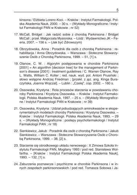 Choroba Parkinsona - Pedagogiczna Biblioteka Wojewódzka w ...