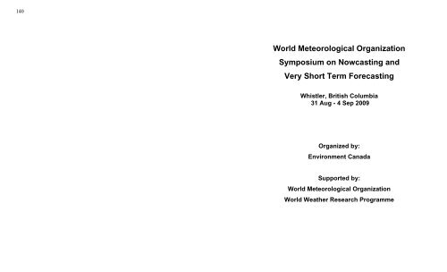 World Meteorological Organization Symposium on Nowcasting - WMO