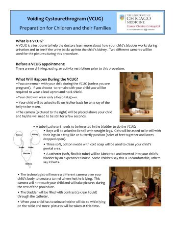 Voiding Cystourethrogram (VCUG) Preparation for Children and their Families