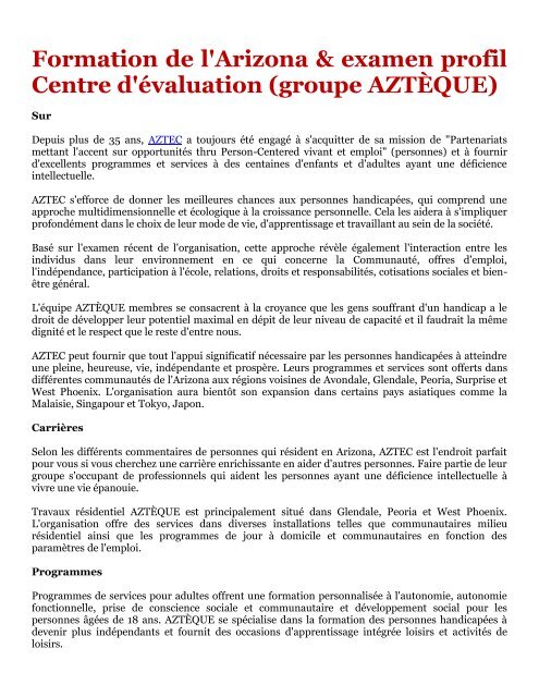 Formation de l'Arizona & examen profil Centre d'évaluation (groupe AZTÈQUE).pdf