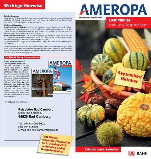 AMEROPA - Last Minute Angebote für September und Oktober