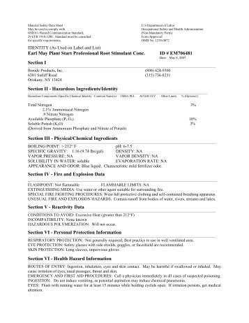 MSDS Sheet - Earl May